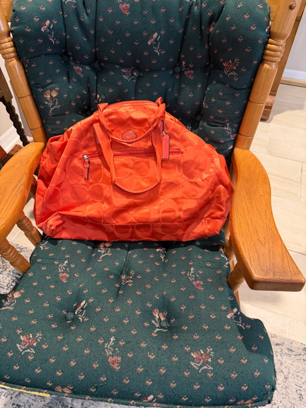 Coach Orange Signature Travel Nylon Duffle Bag 20 by 12 - Picture 5 of 12